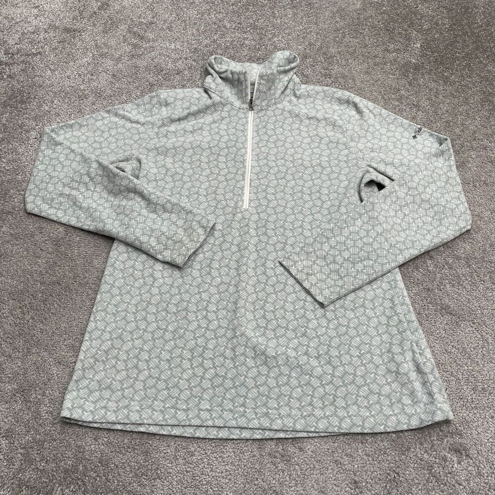 Columbia Klamath Range Fleece Jacket Womens Large Gray Geometric 1/2 Zip Outdoor